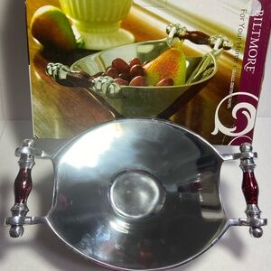 Biltmore Silver Bowl with Red Handles. Great House Warming Gift. Elegant